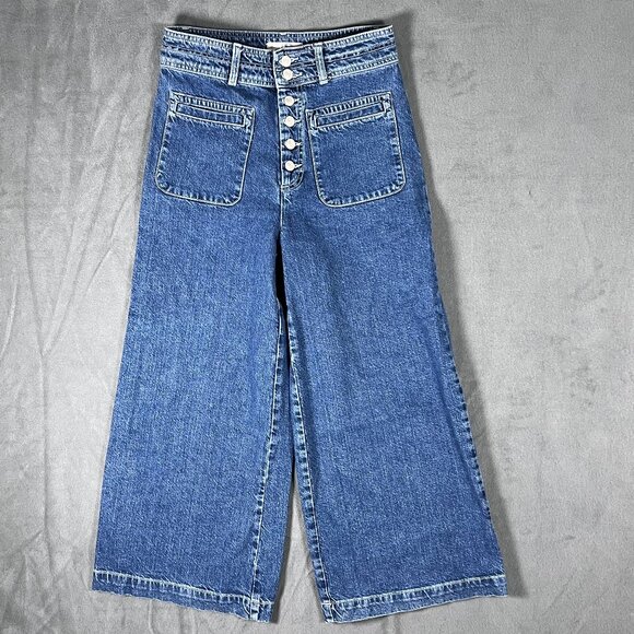 We The Free Denim - Free People We The Free Button Fly High-Rise Wide Leg Colette Crop Capri Jeans